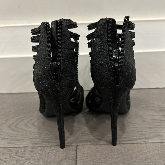 Dazzling black rhinestone cage booties. - Picture 4 of 6